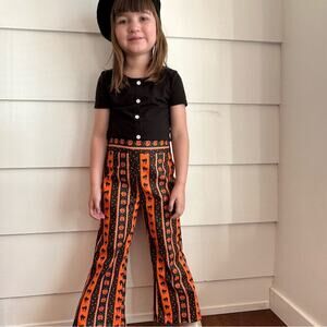 Halloween Novelty Print Pants Vintage Fabric Striped Pants 4t